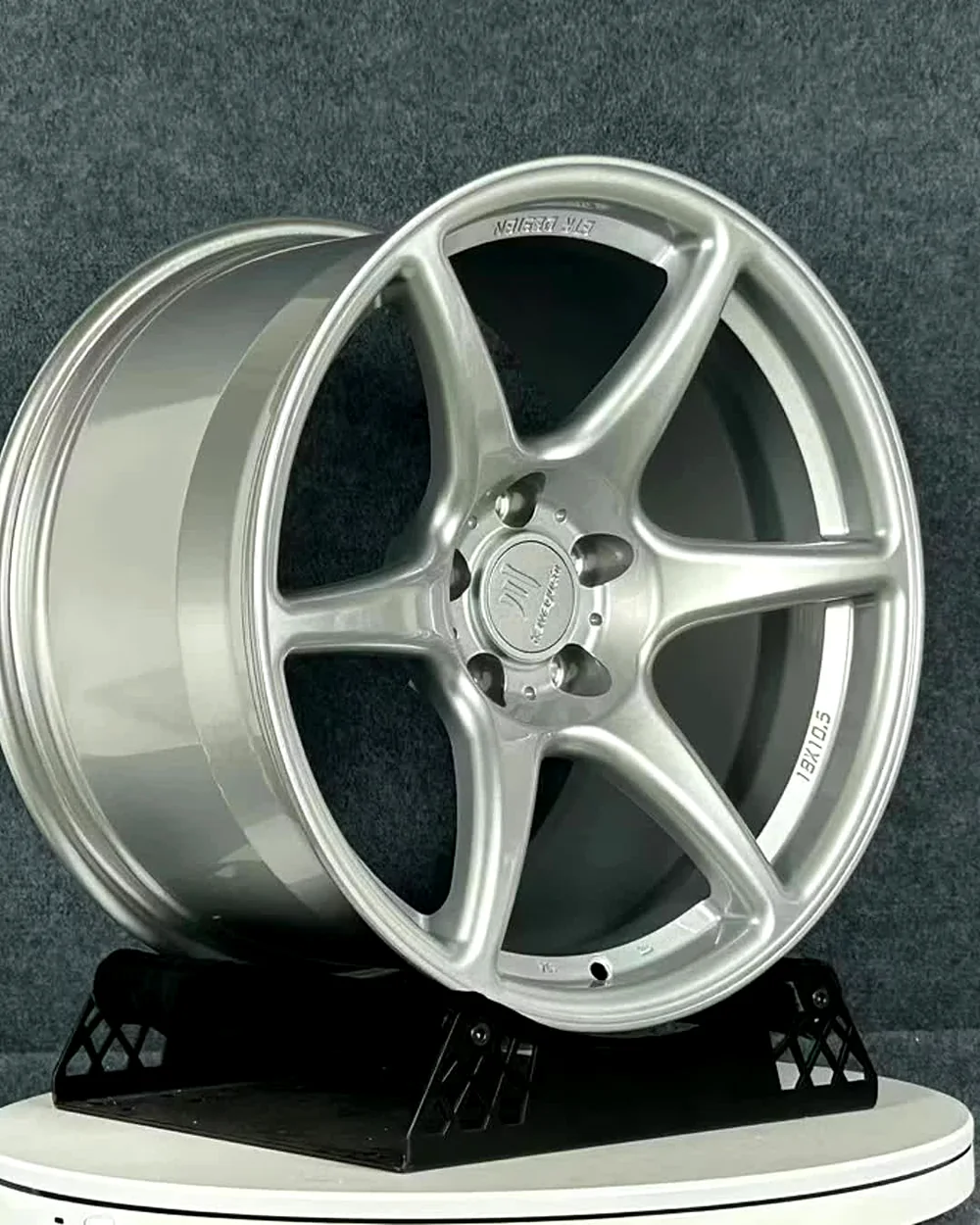 Kawaguchi KG01 forged wheel, 18x10.5 silver six spoke, first production batch